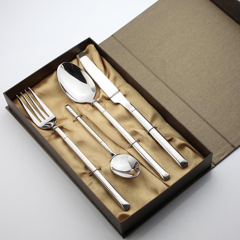 Square Handle Western Cutlery Set 4 Piece Steak Set