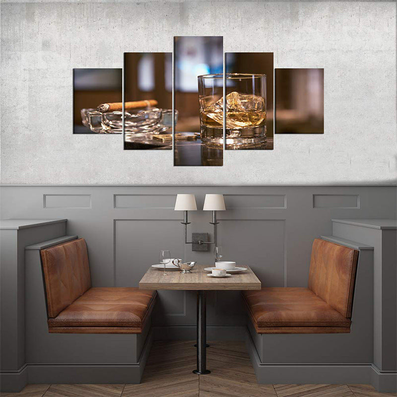 Large Wall Art Painting Brown Glass Drink Kitchen Restaurant Decor