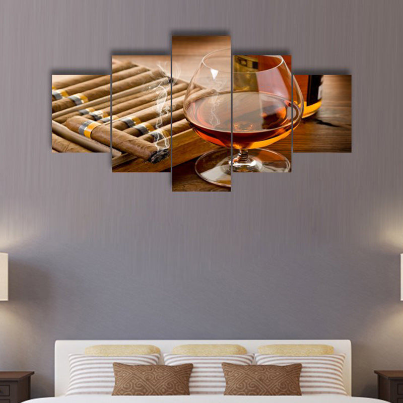 Large Wall Art Painting Brown Glass Drink Kitchen Restaurant Decor