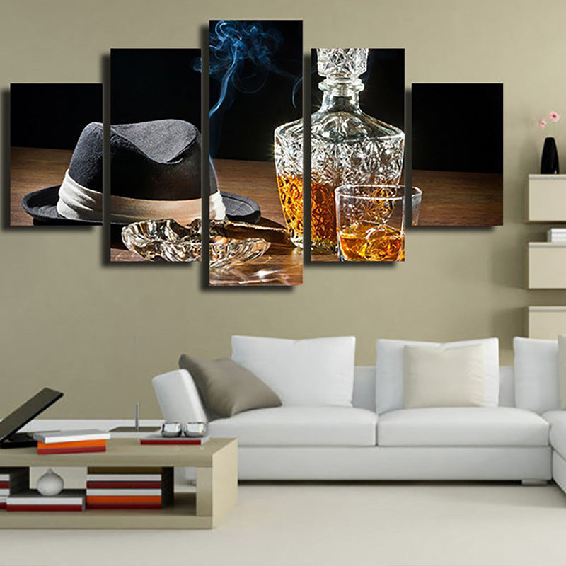 Large Wall Art Painting Brown Glass Drink Kitchen Restaurant Decor