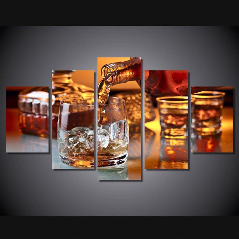 Large Wall Art Painting Brown Glass Drink Kitchen Restaurant Decor