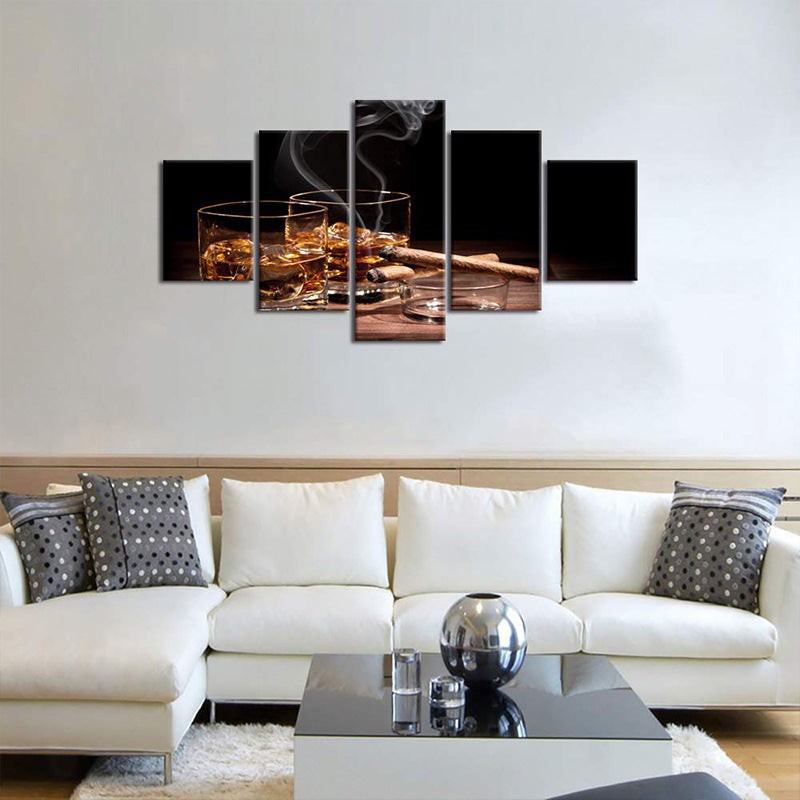 Large Wall Art Painting Brown Glass Drink Kitchen Restaurant Decor