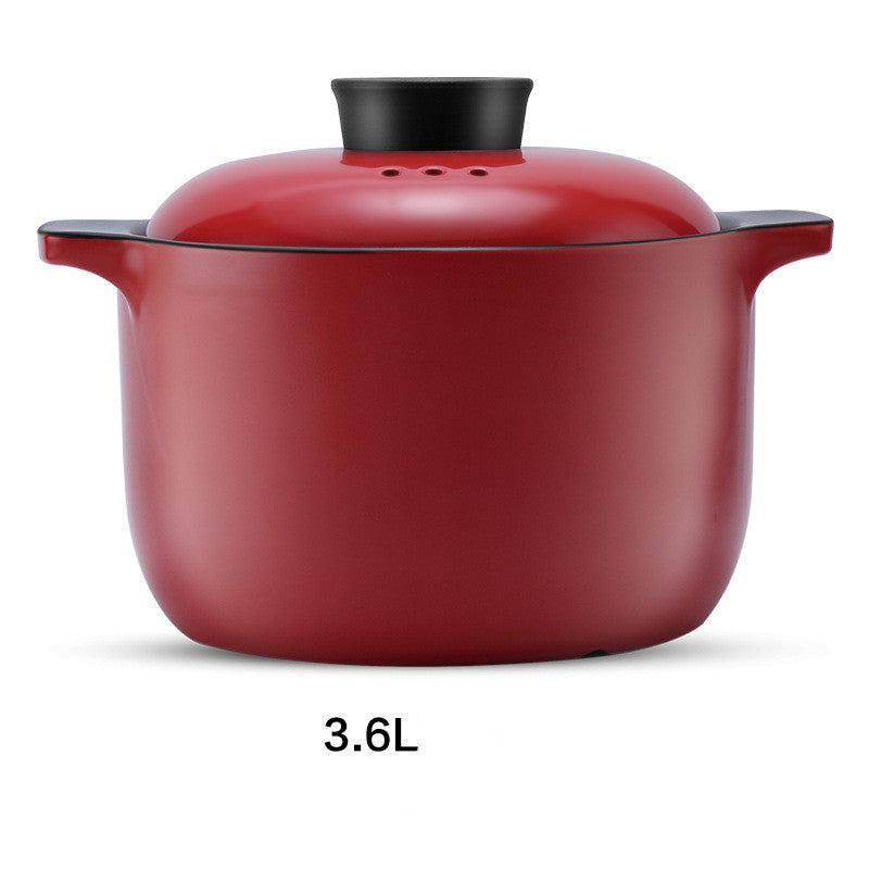 China Red Ceramic Stock Pot High Temperature Resistant Casserole Cooking Pot