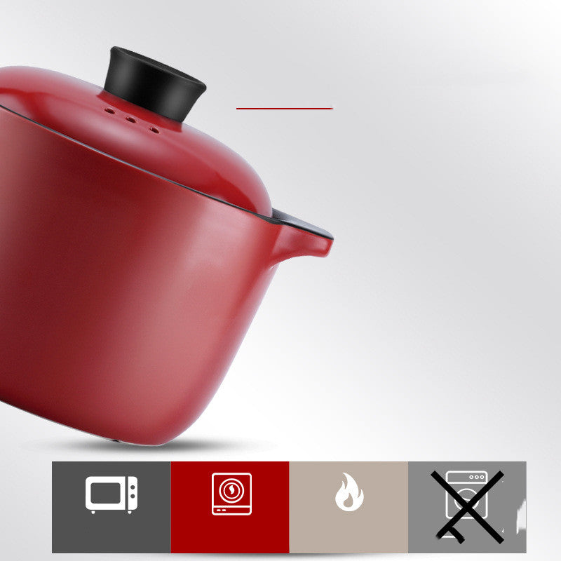 China Red Ceramic Stock Pot High Temperature Resistant Casserole Cooking Pot