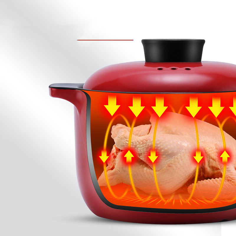 China Red Ceramic Stock Pot High Temperature Resistant Casserole Cooking Pot