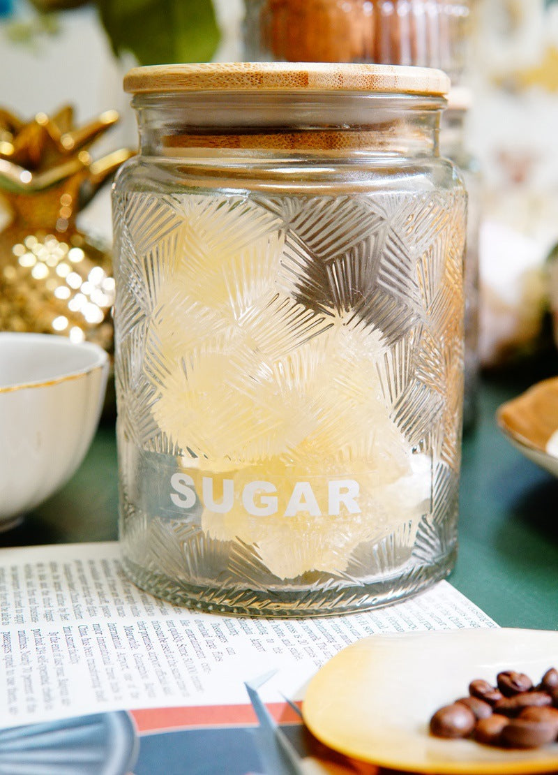 Metal Glass Storage Jar Coffee Tea Kitchen Canister Decorative Container