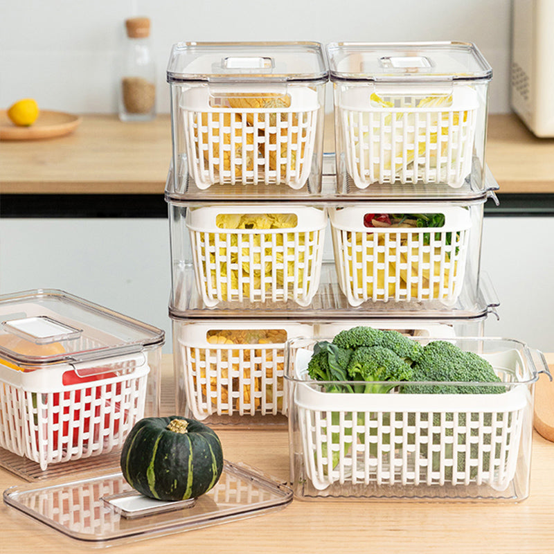 Refrigerator Freezer Storage Box With Lid Kitchen Organizer