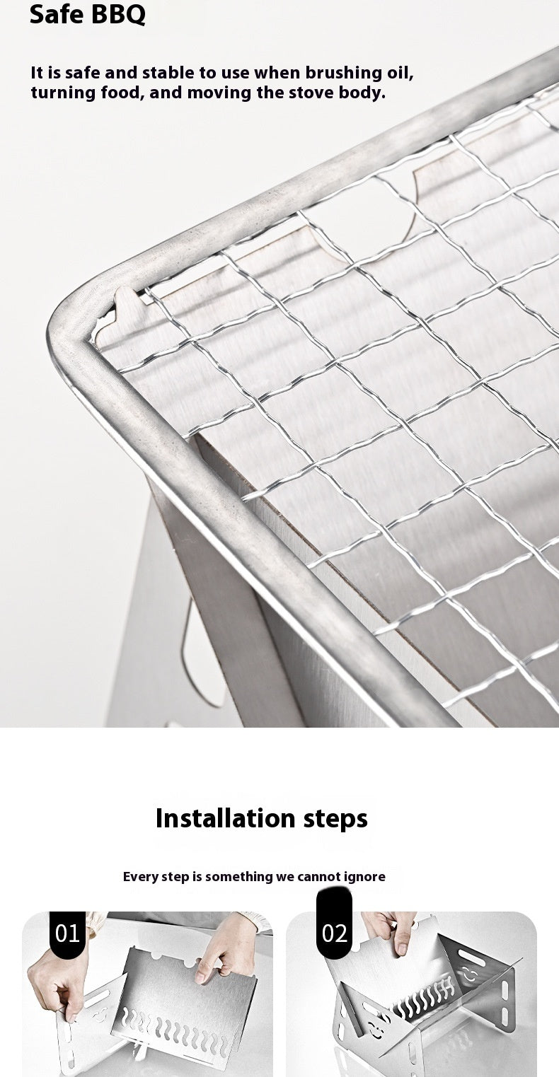 Portable Stainless Steel Folding BBQ Grill