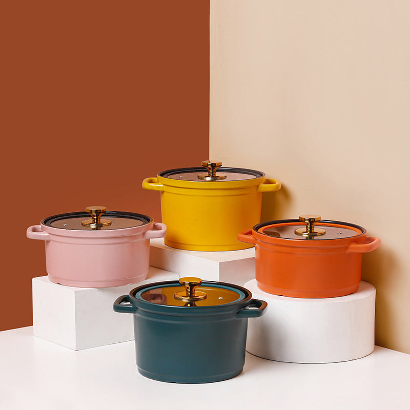 Nordic Ceramic Large Capacity Glazed Porcelain Stock Pot
