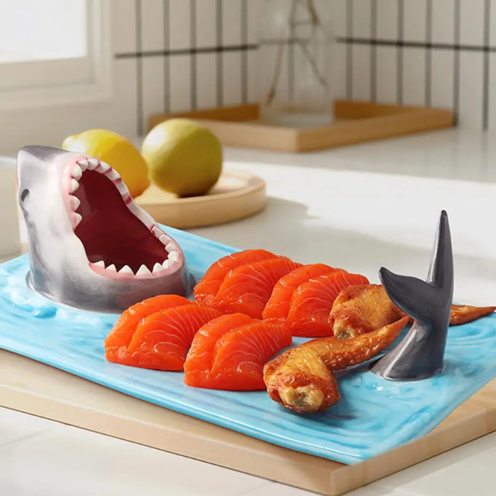 Shark Shape Ceramic Plate Sushi Dumpling Tableware Kitchen Decor