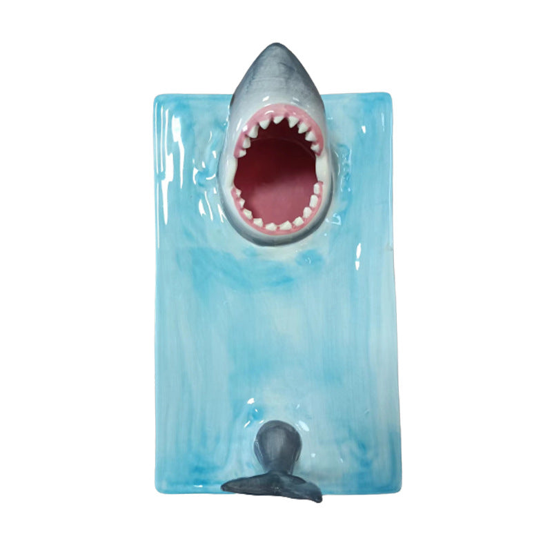 Shark Shape Ceramic Plate Sushi Dumpling Tableware Kitchen Decor