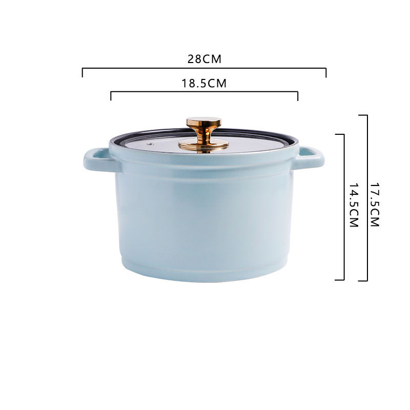 Nordic Ceramic Large Capacity Glazed Porcelain Stock Pot