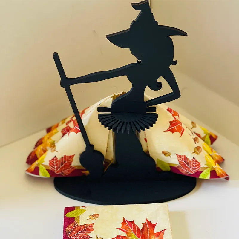 Wooden Witch Napkin Holder Halloween Kitchen Decor