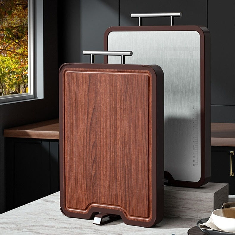 Double Sided Stainless Steel Ebony Cutting Board