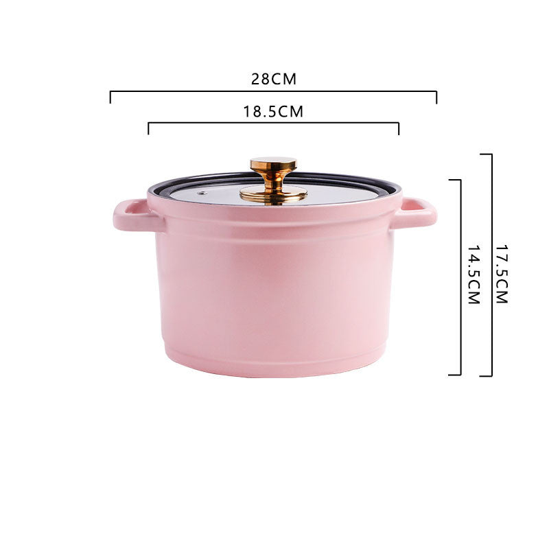 Nordic Ceramic Large Capacity Glazed Porcelain Stock Pot
