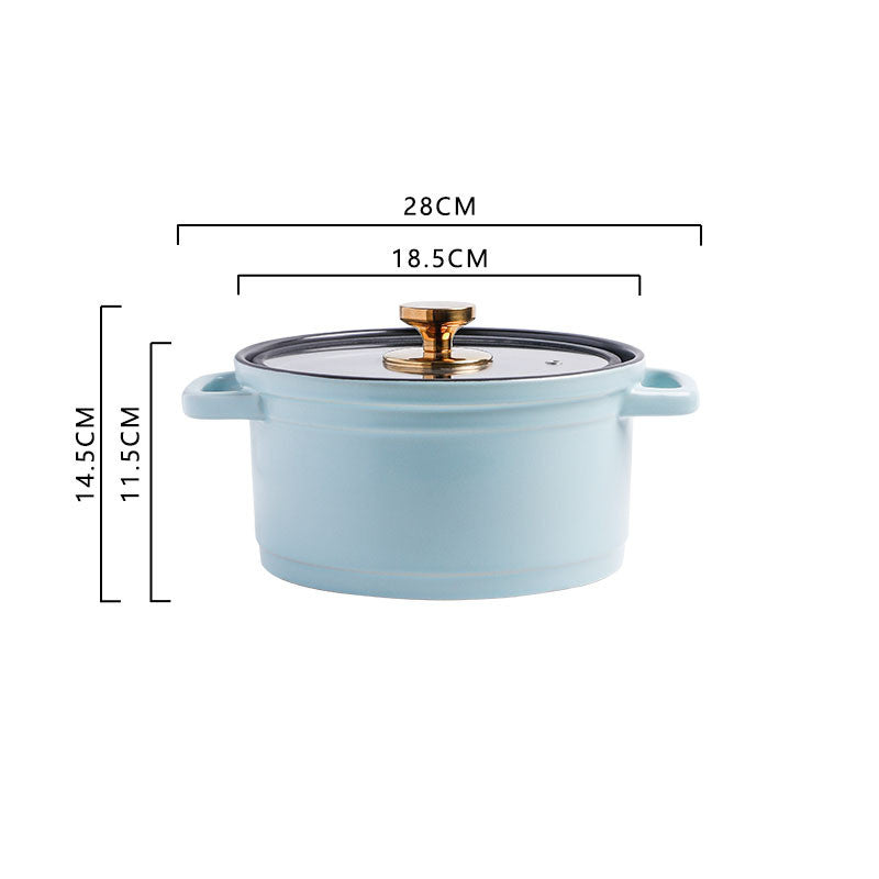 Nordic Ceramic Large Capacity Glazed Porcelain Stock Pot