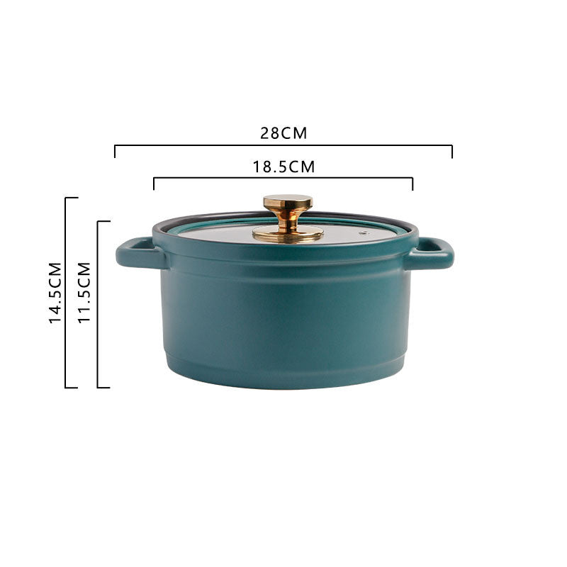 Nordic Ceramic Large Capacity Glazed Porcelain Stock Pot