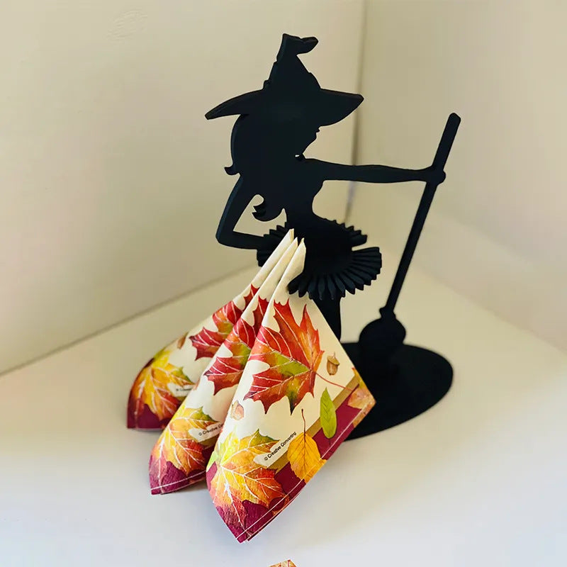 Wooden Witch Napkin Holder Halloween Kitchen Decor