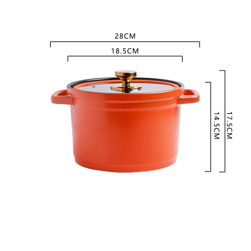 Nordic Ceramic Large Capacity Glazed Porcelain Stock Pot