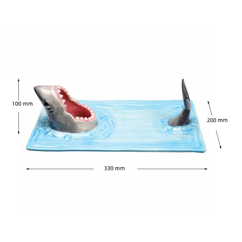 Shark Shape Ceramic Plate Sushi Dumpling Tableware Kitchen Decor