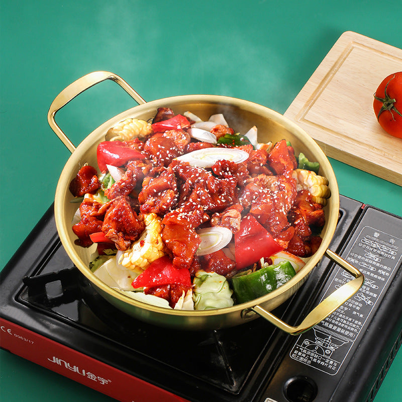 Stainless Steel Thickened Griddle Double Ear Golden Ramen