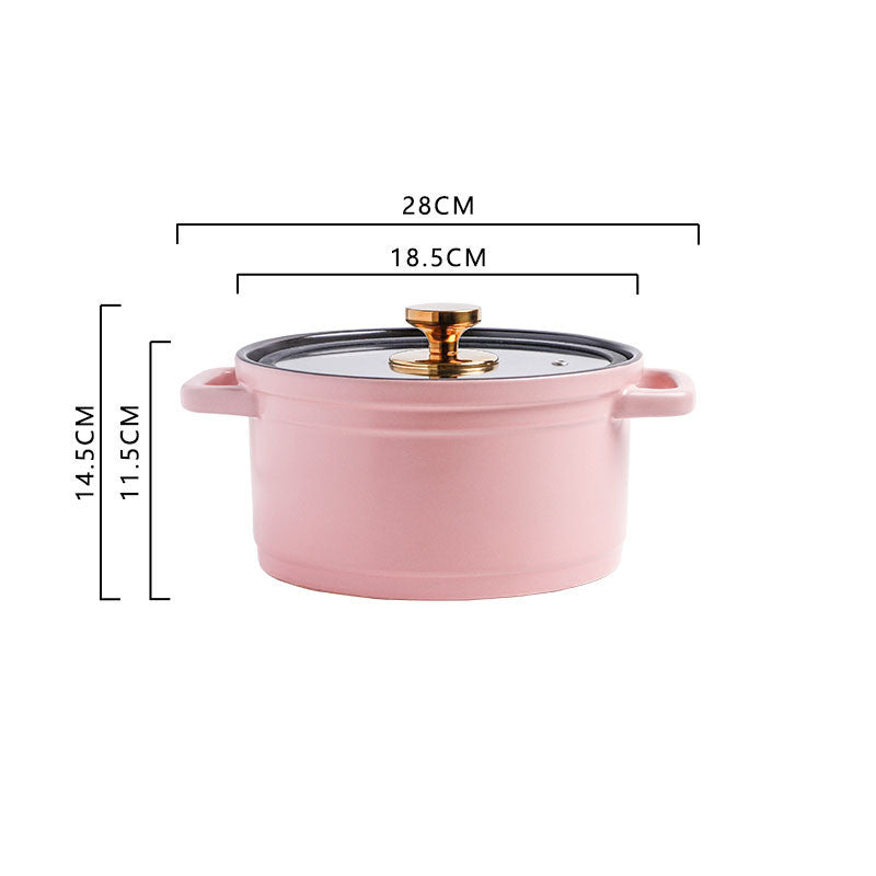 Nordic Ceramic Large Capacity Glazed Porcelain Stock Pot
