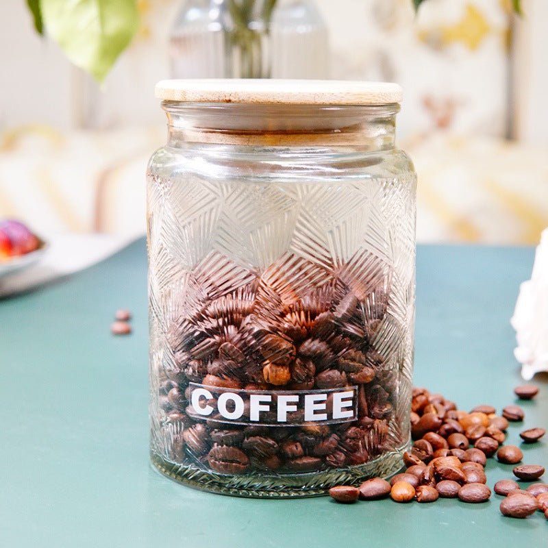 Metal Glass Storage Jar Coffee Tea Kitchen Canister Decorative Container