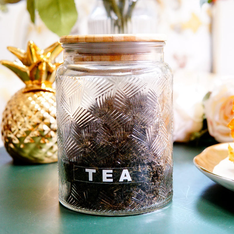 Metal Glass Storage Jar Coffee Tea Kitchen Canister Decorative Container
