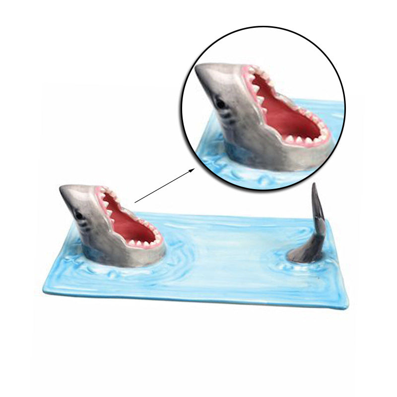 Shark Shape Ceramic Plate Sushi Dumpling Tableware Kitchen Decor