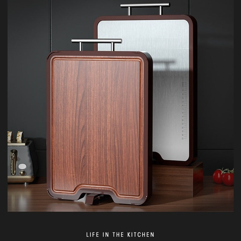 Double Sided Stainless Steel Ebony Cutting Board