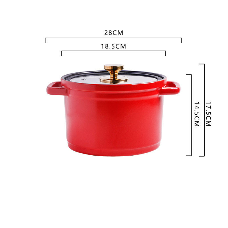 Nordic Ceramic Large Capacity Glazed Porcelain Stock Pot
