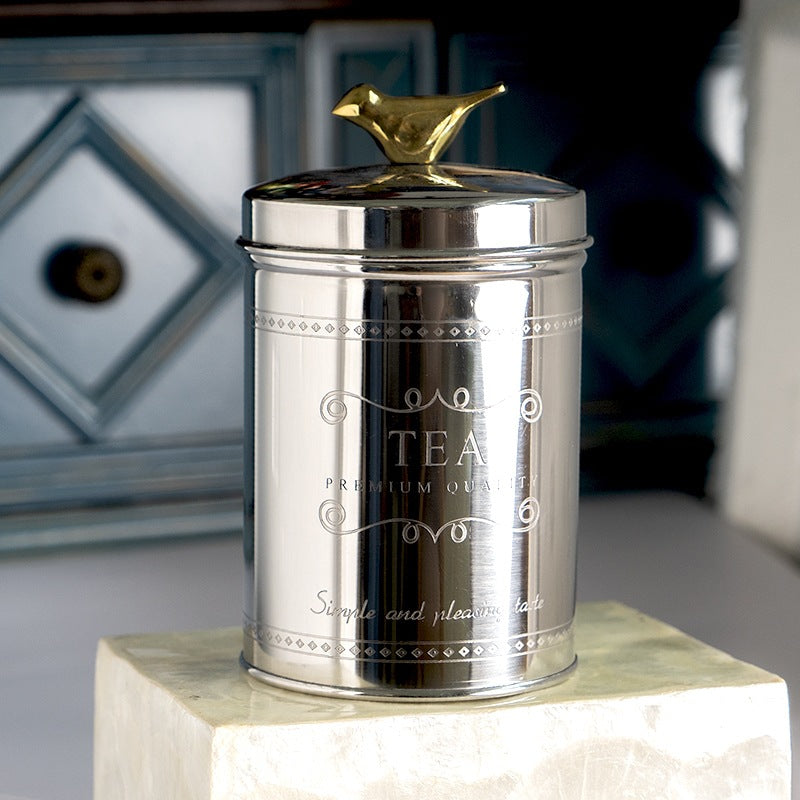 Metal Glass Storage Jar Coffee Tea Kitchen Canister Decorative Container