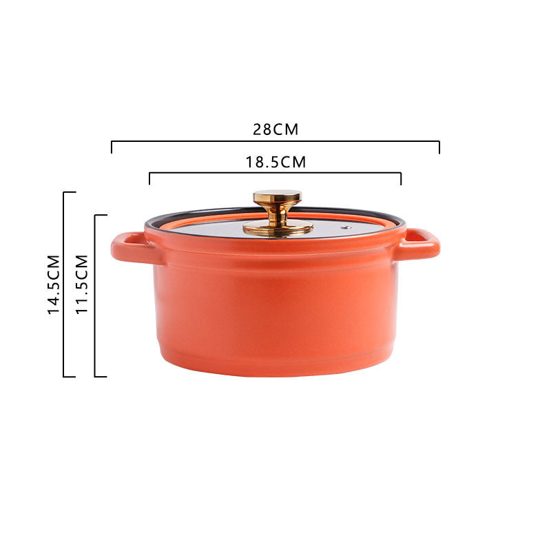 Nordic Ceramic Large Capacity Glazed Porcelain Stock Pot