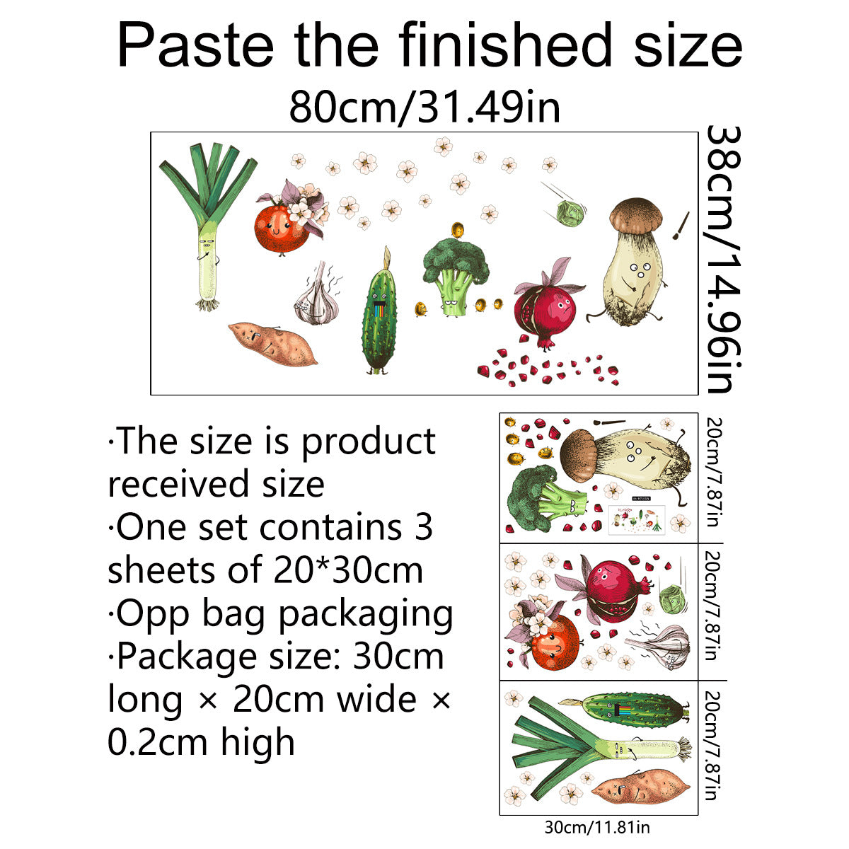 Vegetable Kitchen Wall Sticker Self Adhesive Decor