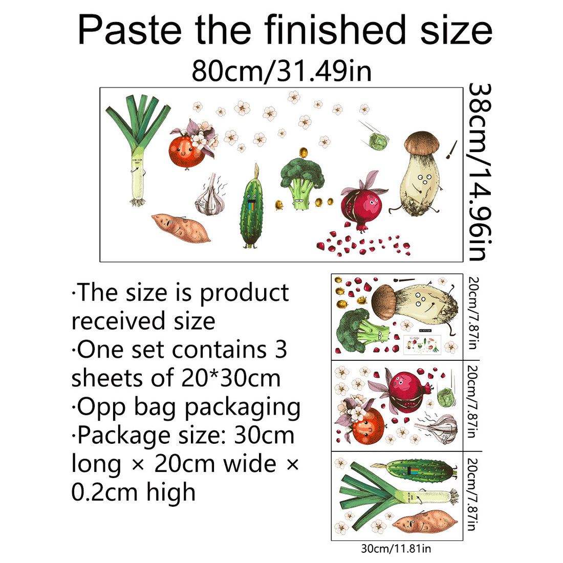 Vegetable Kitchen Wall Sticker Self Adhesive Decor